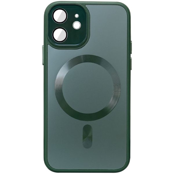 Чохол для iPhone 12 Зелений TPU+Glass Sapphire Midnight with MagSafe