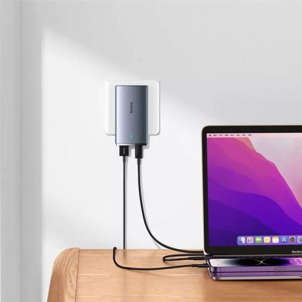 Зарядний пристрій Baseus GaN5 Pro Ultra-Slim 65W Type-C+USB + Type-C to Type-C 100W (1m) (CCGP15011) - Зображення 4