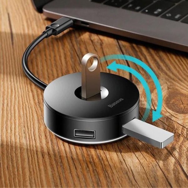 Перехідник HUB Baseus Round Box Type-C to USB 3.0 + 3USB 2.0 (CAHUB-G) - Зображення 4