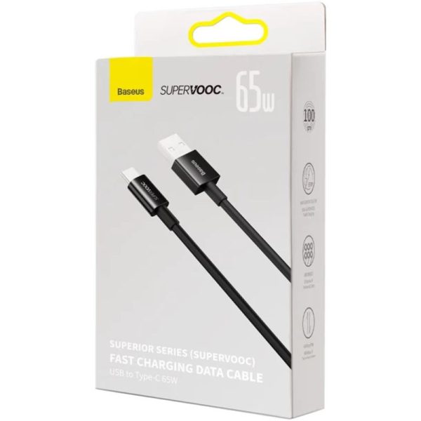 Дата кабель Baseus Superior Series (SUPERVOOC) Fast Charging USB to Type-C 65W 1m (CAYS00090) - Зображення 5