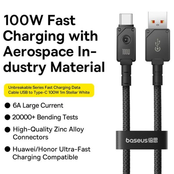 Дата кабель Baseus Unbreakable Series Fast Charging USB to Type-C 100W 1m (P10355801111-0) - Зображення 3