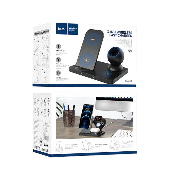 Бездротова зарядка HOCO CW33 Ultra Charge 3in1 - Зображення 7