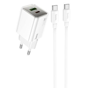 Зарядний пристрій Hoco N46 Glorious PD20W+QC3.0 (1USB-A/1C) + Type-C to Type-C