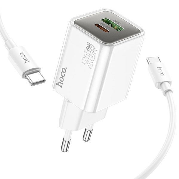 Зарядний пристрій Hoco N46 Glorious PD20W+QC3.0 (1USB-A/1C) + Type-C to Type-C - Зображення 3