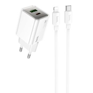 Зарядний пристрій Hoco N46 Glorious PD20W+QC3.0 (1USB-A/1C) + Type-C to Lightning