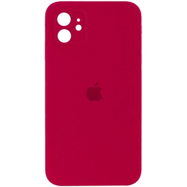 Чохол для iPhone 11 Червоний Silicone Case Square Full Camera Protective