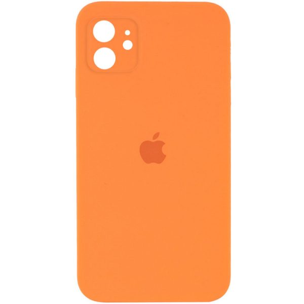 Чохол для iPhone 11 Помаранчевий Silicone Case Square Full Camera Protective