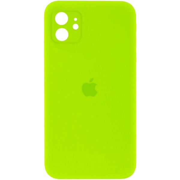 Чохол для iPhone 11 Салатовий Silicone Case Square Full Camera Protective