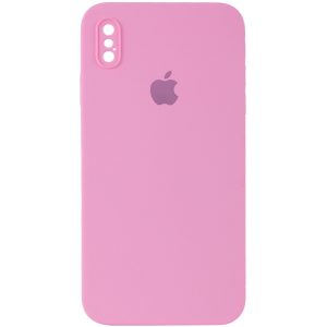 Чохол для iPhone XS Max Рожевий Silicone Case Square Full Camera Protective