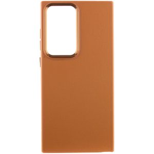 Шкіряний чохол для Samsung Galaxy S22 Ultra Коричневий Bonbon Leather Metal Style