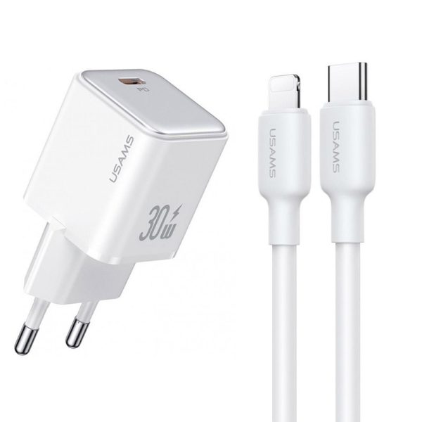 Зарядний пристрій Usams US-CC186 PD30W 1C + US-SJ610 Type-C to Lightning PD YX Series
