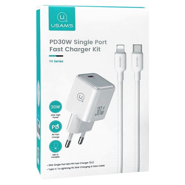 Зарядний пристрій Usams US-CC186 PD30W 1C + US-SJ610 Type-C to Lightning PD YX Series - Зображення 5