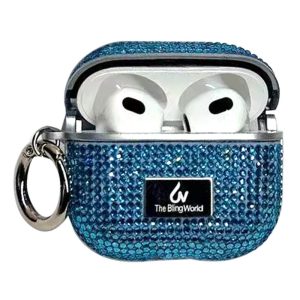 Чохол для навушників AirPods 1/2 Блакитний Bling World Rock Diamond
