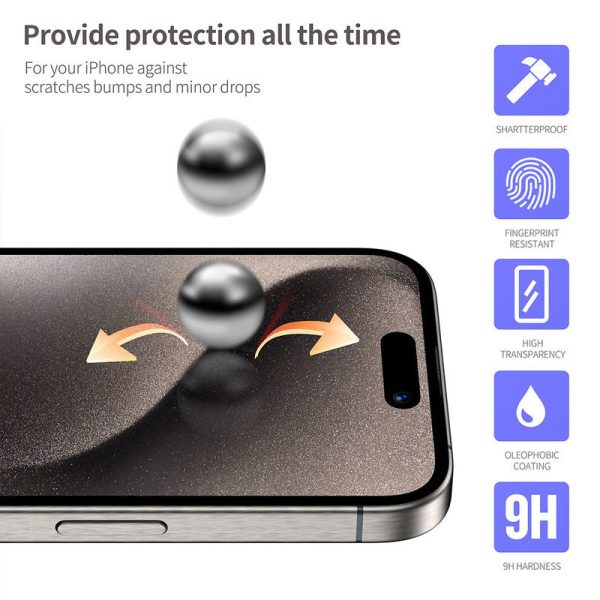 Захисне 3D скло Blueo Hot Bending для Apple iPhone 15 Pro (+ аппликатор) - Зображення 5