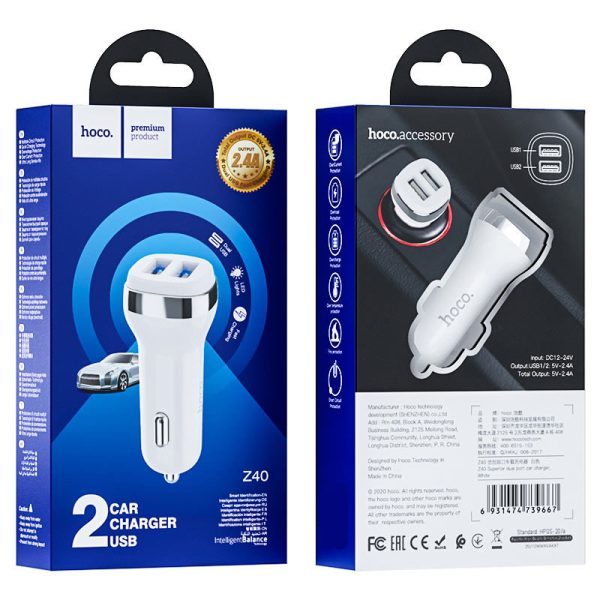 АЗП Hoco Z40 (2USB 2.4A) - Зображення 3