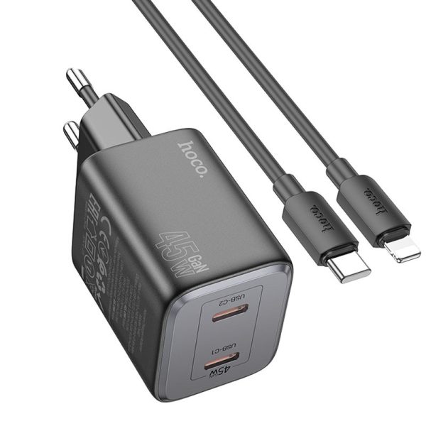 Зарядний пристрій Hoco N42 Elogiado 2C PD45W + Type to Lightning - Зображення 4
