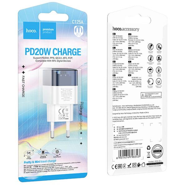 Зарядний пристрій Hoco C125A Transparent 1C PD20W - Зображення 6