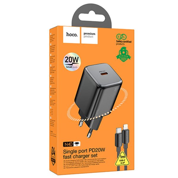 Зарядний пристрій Hoco N40 Mighty 1C PD20W + Type-C to Lightning - Зображення 5