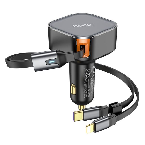 АЗП Hoco NZ13 Clever PD30W with telescopic cable Type-C to Lightning - Зображення 2