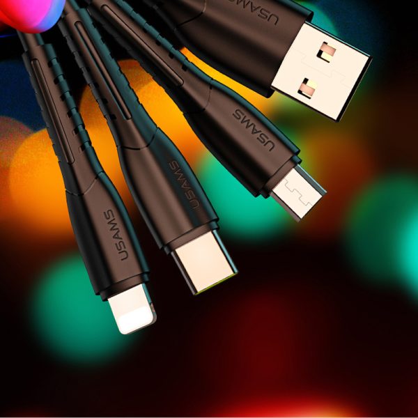 АЗП Usams C13 2.1A Dual USB + U35 3IN1 Charging Cable (1m) - Зображення 2