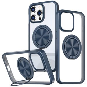 Чохол для iPhone 14 Pro Max Синій Metal Ring with MagSafe