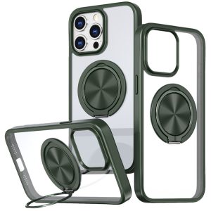 Чохол для iPhone 15 Pro Max Зелений Metal Ring with MagSafe