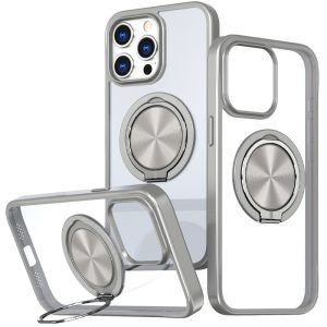Чохол для iPhone 15 Pro Max Сірий Metal Ring with MagSafe