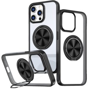 Чохол для iPhone 15 Pro Max Чорний Metal Ring with MagSafe