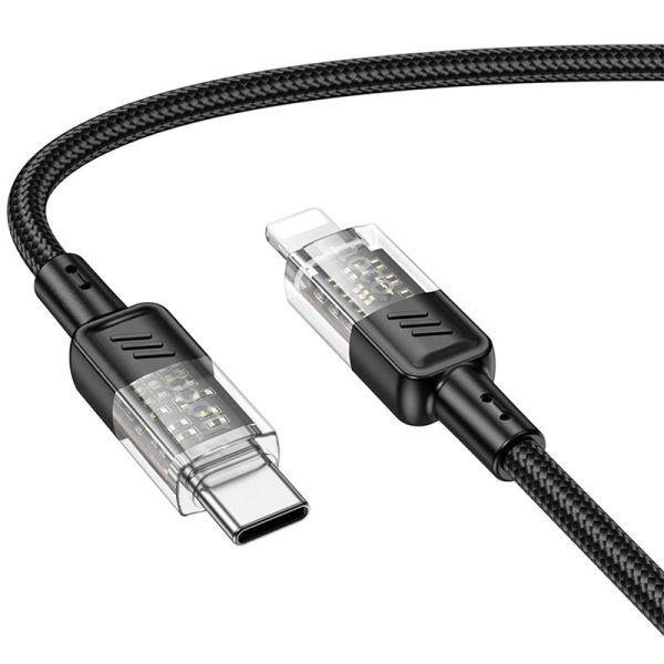 Дата кабель Hoco U129 Spirit Transparent Type-C to Lightning 27W (1.2m) - Зображення 2
