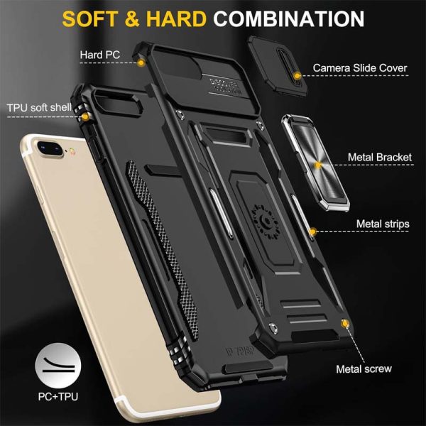 Ударостійкий чохол для Apple iPhone 7 plus / 8 plus Чорний Camshield Army Ring - Зображення 6