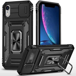 Ударостійкий чохол для Apple iPhone XR Чорний Camshield Army Ring
