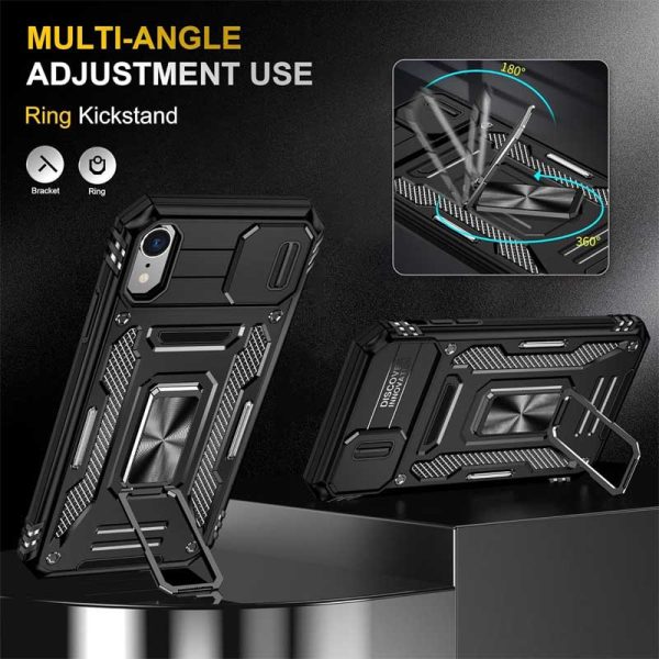 Ударостійкий чохол для Apple iPhone XR Чорний Camshield Army Ring - Зображення 2