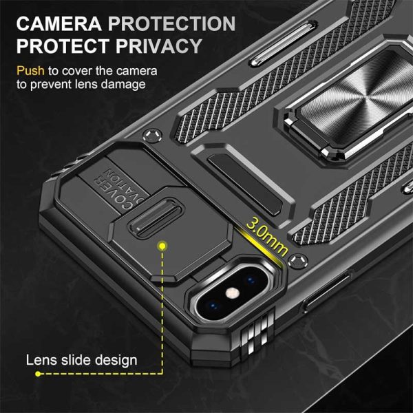 Ударостійкий чохол для Apple iPhone X / XS Чорний Camshield Army Ring - Зображення 6