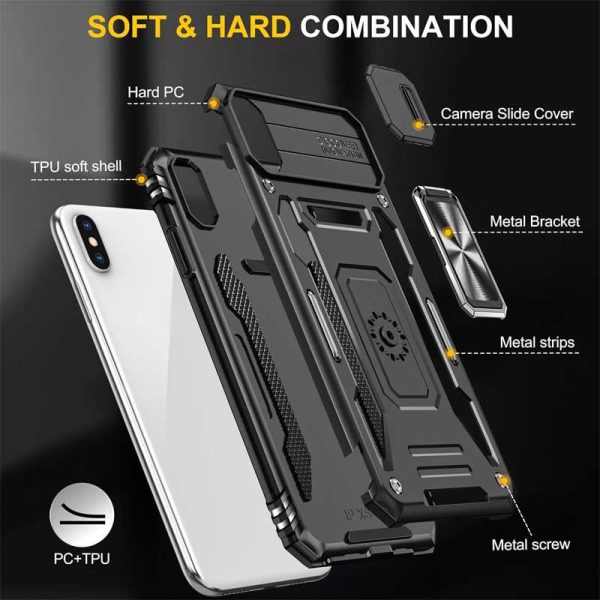 Ударостійкий чохол для Apple iPhone XS Max Чорний Camshield Army Ring - Зображення 5