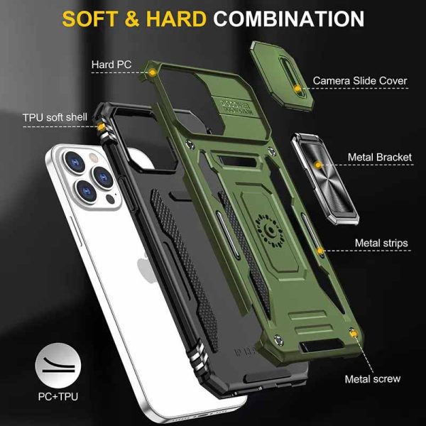Ударостійкий чохол для Apple iPhone 12 Pro / 12 Оливковий Camshield Army Ring - Зображення 3