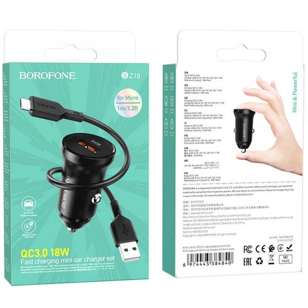 АЗП Borofone BZ18 QC3.0 + MicroUSB - Зображення 4
