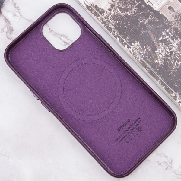 Шкіряний чохол для Apple iPhone 13 Dark Cherry Leather Case with MagSafe and Animation - Зображення 7