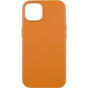 Шкіряний чохол для Apple iPhone 13 Золотийen Коричневий Leather Case with MagSafe and Animation