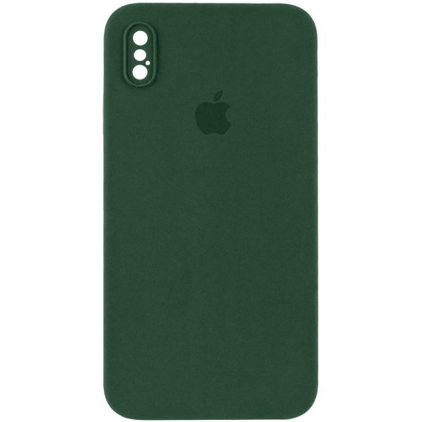 Чохол для iPhone XS Max Зелений Silicone Case Square Full Camera Protective