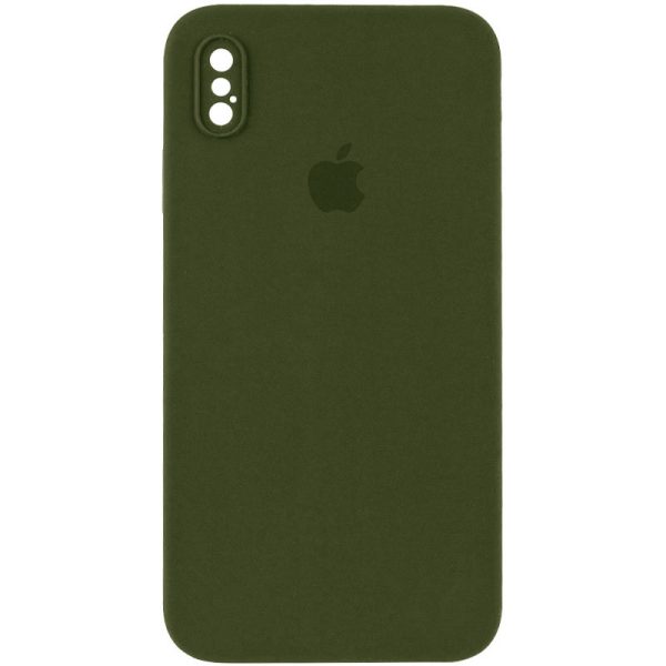 Чохол для iPhone XS Max Зелений Silicone Case Square Full Camera Protective