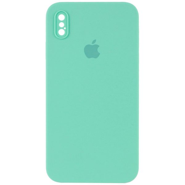 Чохол для iPhone XS Max Бірюзовий Silicone Case Square Full Camera Protective