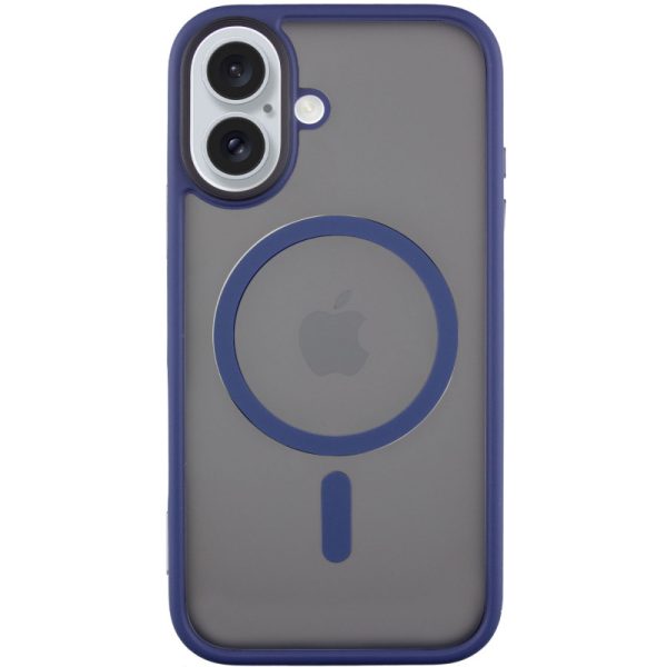 Чохол для iPhone 16 Синій Metal Buttons with MagSafe