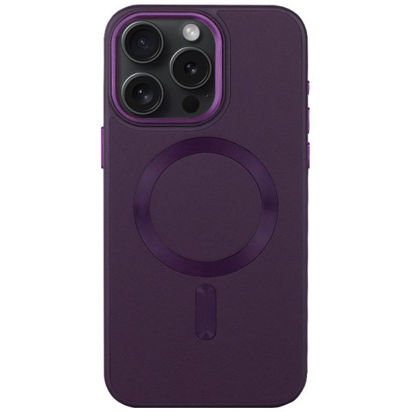 Шкіряний чохол для Apple iPhone 13 Pro Фіолетовий Bonbon Leather Metal Style with MagSafe