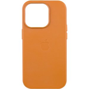 Шкіряний чохол для Apple iPhone 13 Pro Золотийen Коричневий Leather Case with MagSafe and Animation