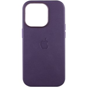 Шкіряний чохол для Apple iPhone 14 Pro Deep Фіолетовий Leather Case with MagSafe and Animation