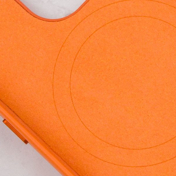 Шкіряний чохол для Apple iPhone 14 Pro Max Помаранчевий Leather Case with MagSafe and Animation - Зображення 5