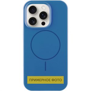 Чохол для iPhone 13 Синій Silicone Case Full Protective NO LOGO with MagSafe