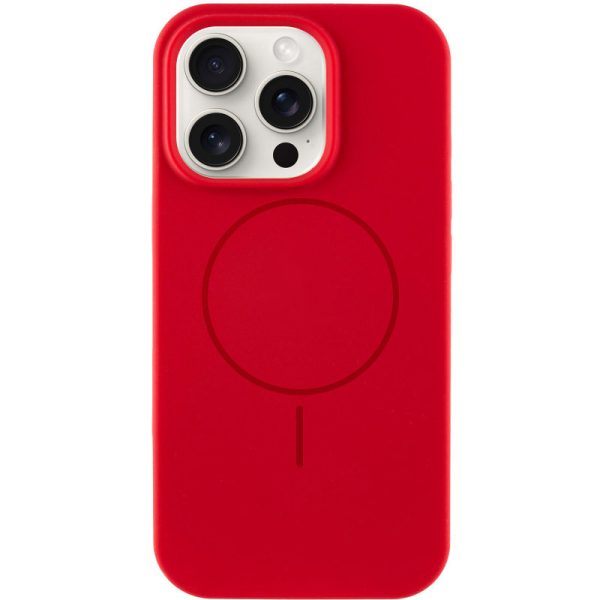 Чохол для iPhone 14 Pro Max Червоний Silicone Case Full Protective NO LOGO with MagSafe