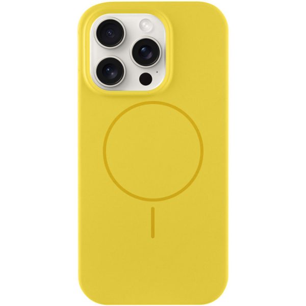 Чохол для iPhone 14 Pro Max Жовтий Silicone Case Full Protective NO LOGO with MagSafe