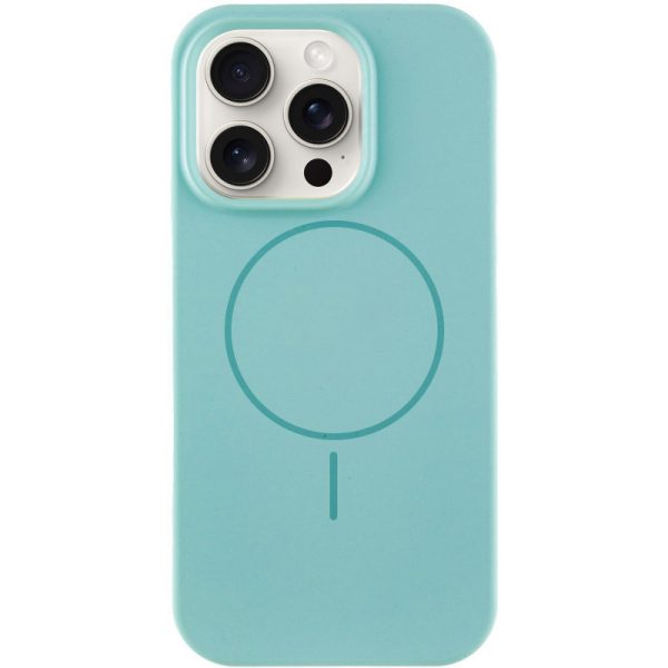Чохол для iPhone 15 Pro Max Бірюзовий Silicone Case Full Protective NO LOGO with MagSafe